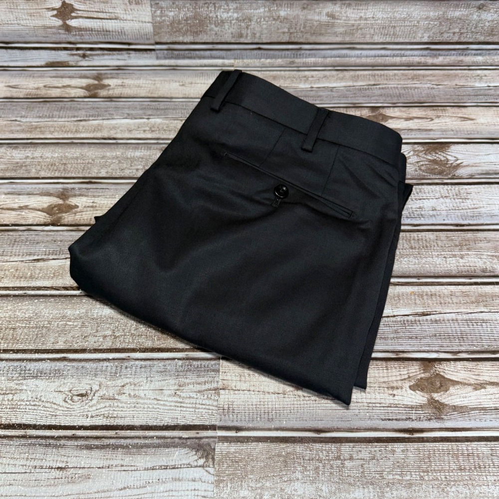 Incotex Dress Pants Mens 36x28 Black Benson High Comfort Wool Blend‎ Flat Front